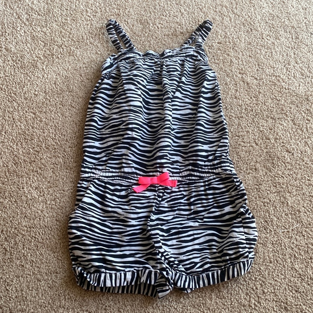4 T zebra print romper for girls